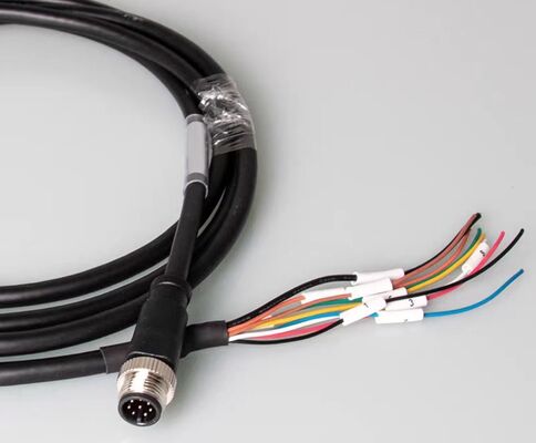 M12 Connector Waterproof Aviation Plug 4/5/8 Pin Overmolded Right-Angle Servo Motor Connector for Sensor Connection