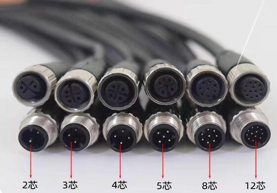 M12 Connector Sensors cable contact switch plug connector 2pin 3pin 4pin5pin8pin12P 17pin  cable with PUR Shielding